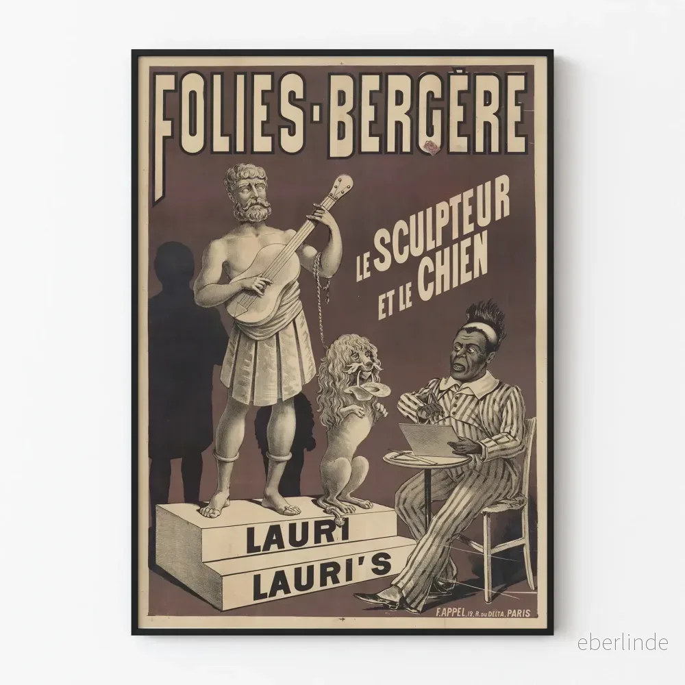 Poster Folies Bergère Skulptören och hunden väggdekoration vintage