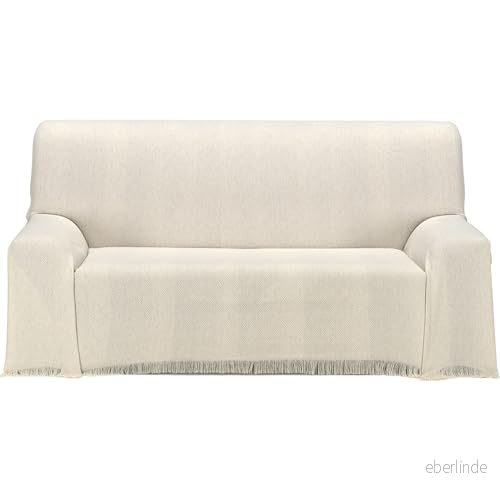 ECOMMERC3 Multifunktionellt överkast storlek 300 x 260 cm för soffa eller säng Foulard multifunktionell extra mjuk känsla ecru 8435767357135
