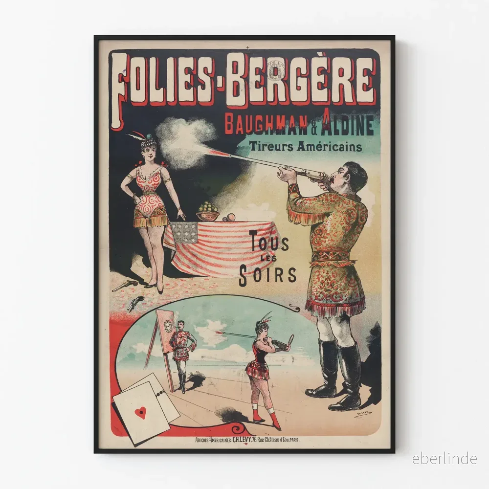 Vintageposter Folies Bergère - Amerikanska skyttarna Baughman & Aldine