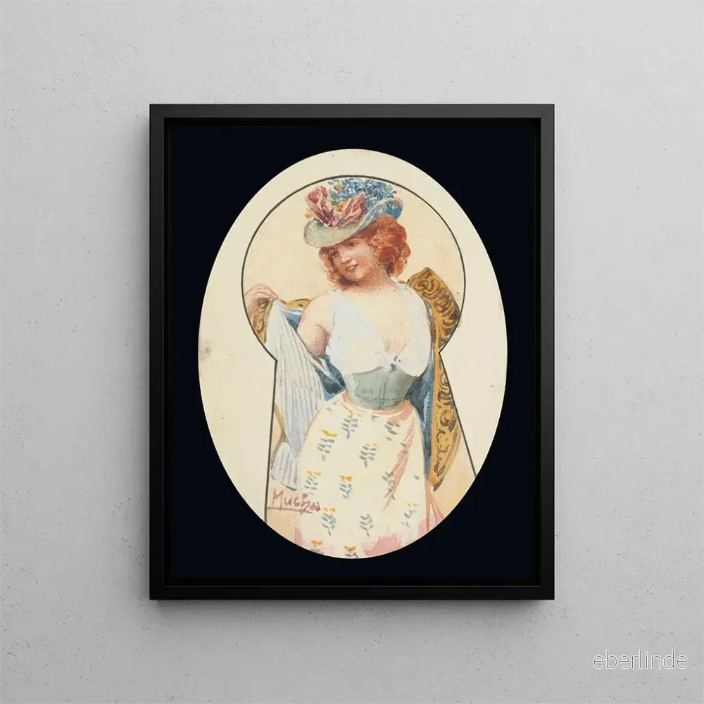 Målning Genom nyckelhålet - Alphonse Mucha | Konsttryck