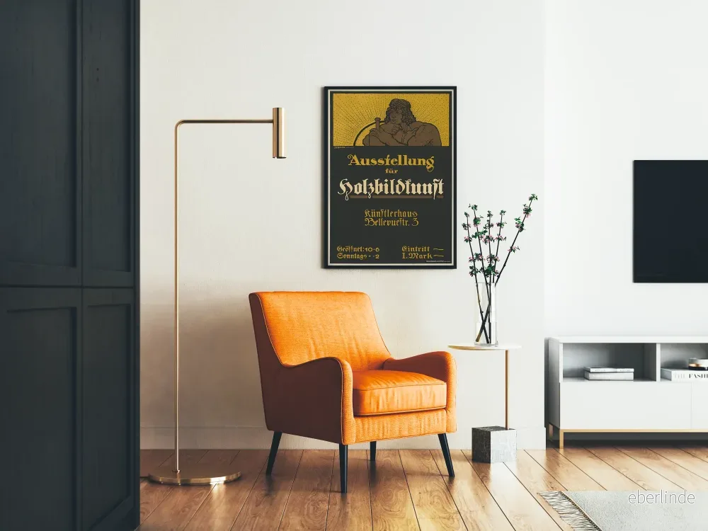 Vintageposter för konstutställning med träskulpturer - Bild 2