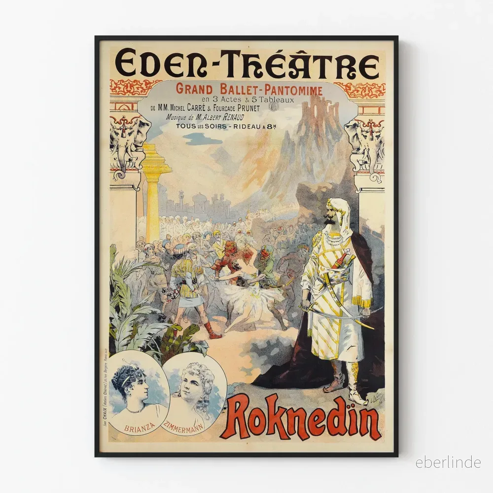 Vintageaffisch Grand Ballet-Pantomime Roknedin - Väggdekoration Teater
