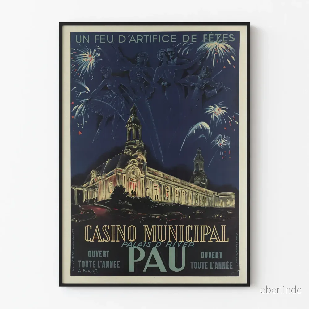 Vintageposter för Casino Municipal Palais d'Hiver Pau