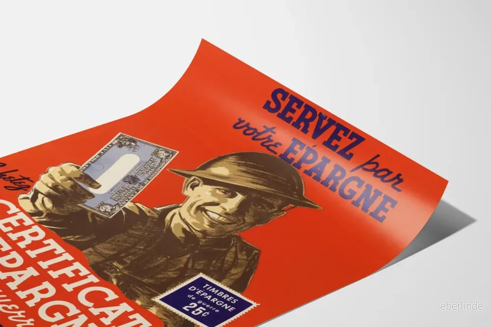 Vintage krigsaffisch - Sparcertifikat och sparfrimärken - Bild 3