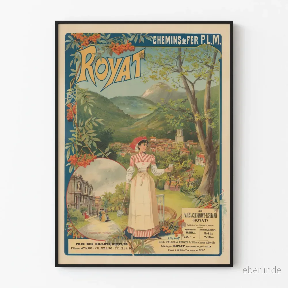 Vintageposter Royat Chemins de fer P.L.M. - Väggdekoration Resa