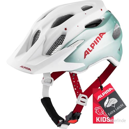 ALPINA CARAPAX JR. Lätt, robust och säker cykelhjälm med flugnät valfri LED lampa för barn, pistaschgrön, matt, 5156 cm 4003692294425