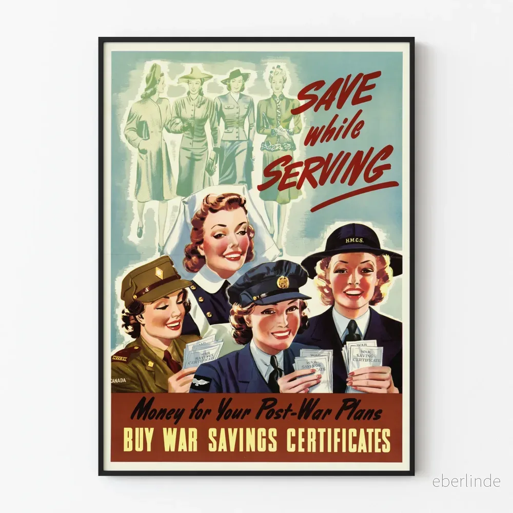 Vintage propagandaposter « Spara medan du tjänar »