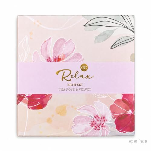 accentra RELAX presentset för kvinnor i 5 delar badset med doftljus, tvål, handkräm, kroppssmör & badbomb wellnessset och tjejer födelsedagar speciella tillfällen 4015953694684