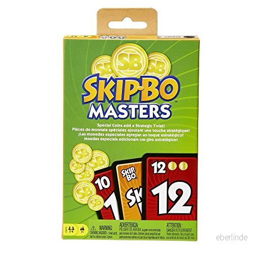 Mattel Games Skip Bo Masters familjekortspel för resor och spelkvällar, 2 till 6 spelare, HJR21, flerfärgad 194735093069