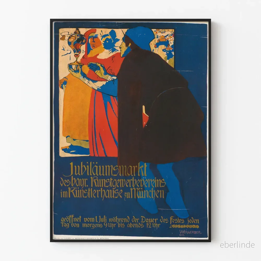 Vintageposter för Jubileumsmarknad för konst- och hantverksföreningen München