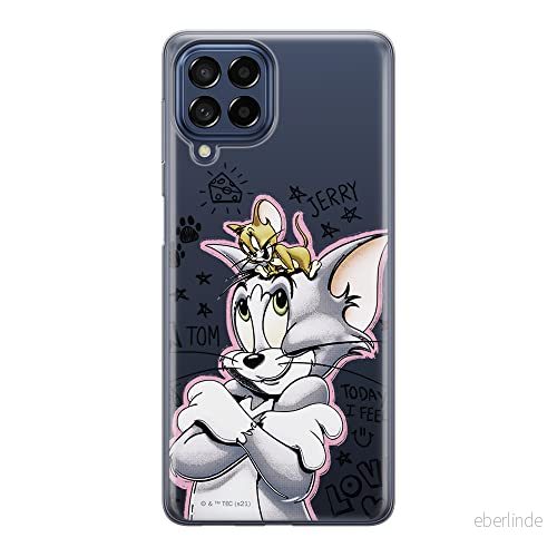 ERT GROUP mobiltelefonfodral för Samsung M53 5G originalt och officiellt licensierat Tom & Jerry mönster 004 optimalt anpassad till formen på mobiltelefonen, gedeeltelijk transparant 5905511387990