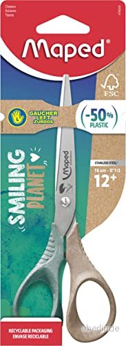 Maped Shape Smiling Planet sax ansvarsfull för vänsterhänta stabilitet och precision 50% FSC certifierade träfiberringar 3D ergonomi 16 cm blad i rostfritt stål 3154144765206