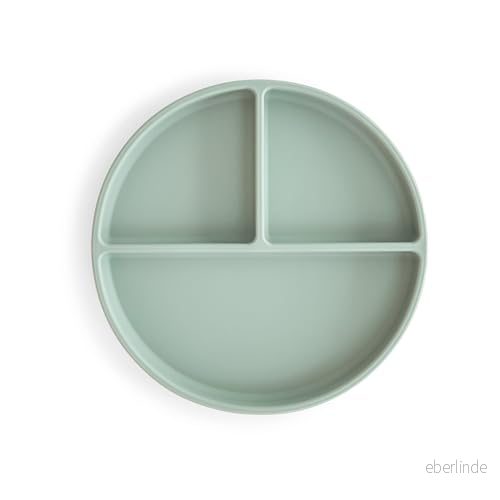 Mushie Silikontallrik med fack (Cambridge Blue) 810052460536