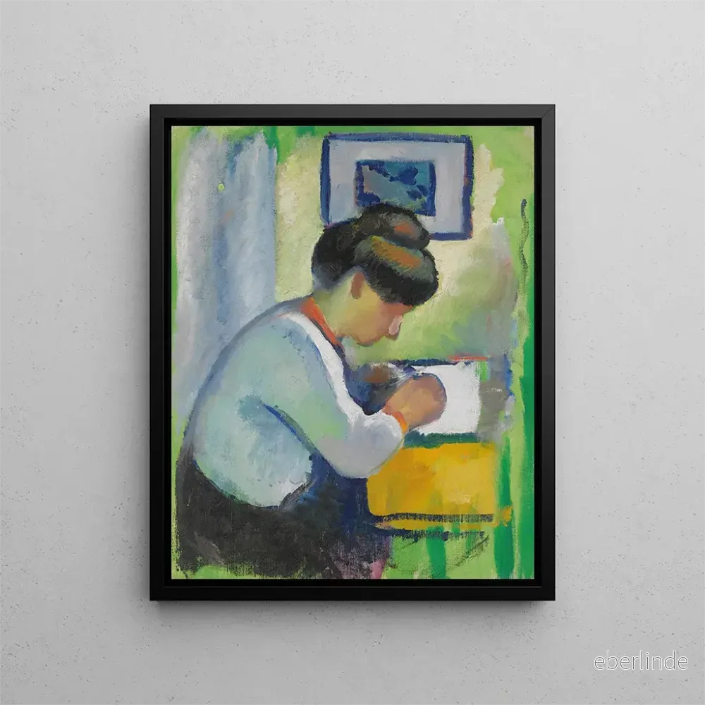 Målning av kvinna som skriver – August Macke | Konsttryck Målning av kvinna som skriver – August Macke | Konsttryck