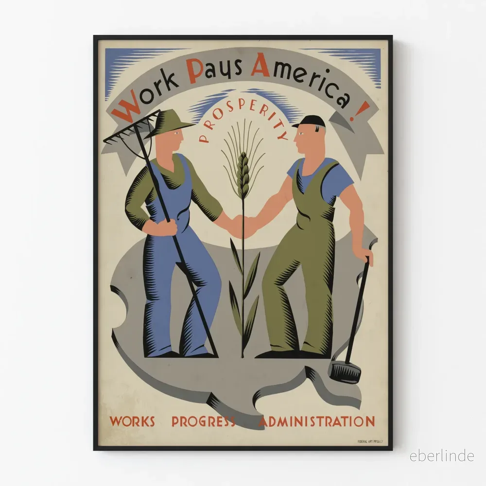 Retroaffisch Work Pays America - Vintage Jordbruks Väggdekoration