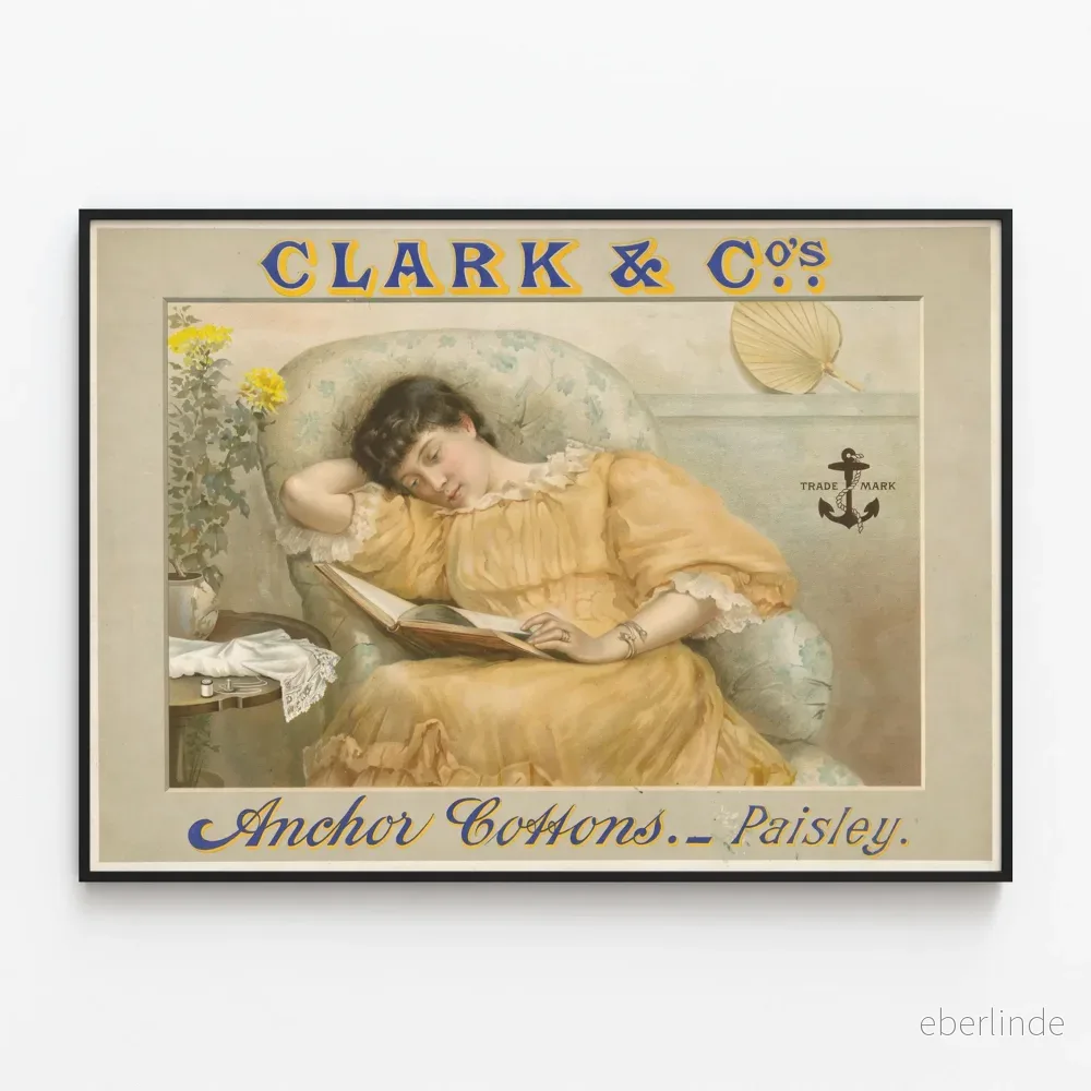 Vintageaffisch Clark & Co:s Anchor Cottons Paisley Vintageaffisch Clark & Co:s Anchor Cottons Paisley