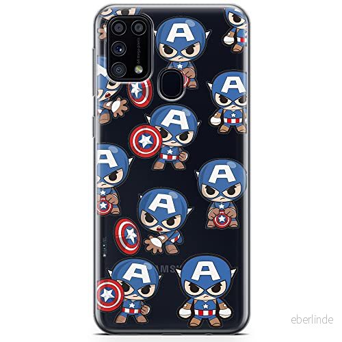 ERT GROUP mobiltelefonfodral för Samsung M31 originalt och officiellt licensierat Marvel mönster Captain America 029 optimalt anpassad till formen på mobiltelefonen, gedeeltelijk transparant 5904805318559