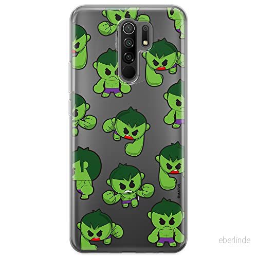 ERT GROUP mobiltelefonfodral för Xiaomi REDMI 9 originalt och officiellt licensierat Marvel mönster Hulk 006 optimalt anpassad till formen på mobiltelefonen, gedeeltelijk transparant 5904805239458