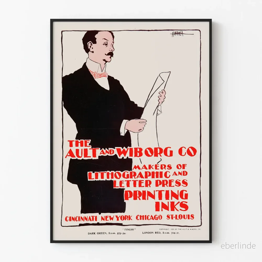 Vintage reklamposter för litografiska och typografiska tryckfärger