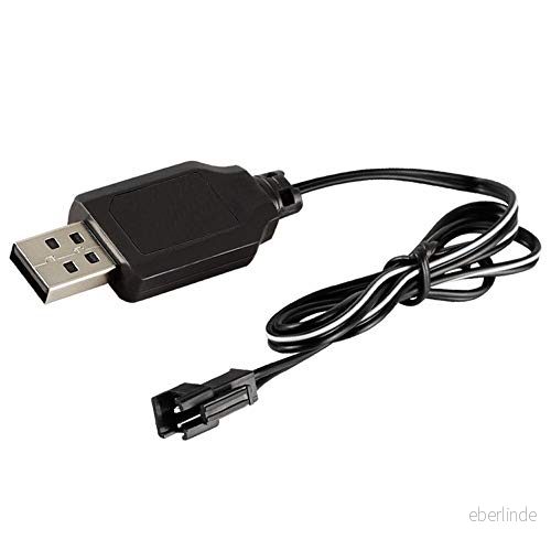 Berfea USB laddningskabel, för Ni CD MH uppladdningsbara batterier, adapter SM 2 stift utgång 4,8 V, 6 7,2 V Används på RC Toys Car Tank Trucks Trains Boat (4,8 8414797033547
