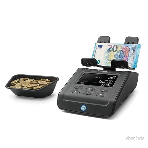 Safescan 6175 räknare för mynt, sedlar, biljetter och tokens Mynträknare med automatisk myntrullsigenkänning Vågen som lagrar räkningsresultat 8717496337870