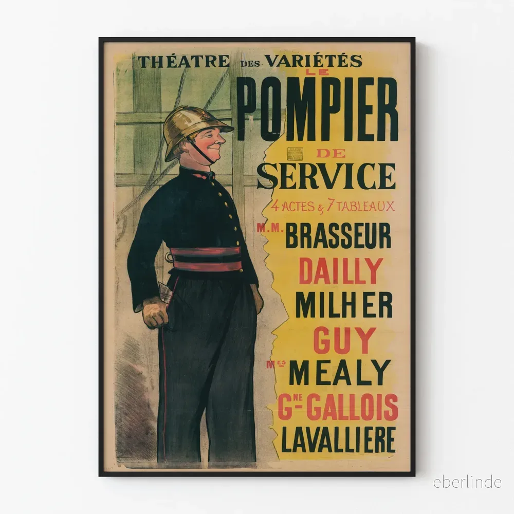 Poster Teater Variétés Le Pompier de Service - Vintage Väggdekoration