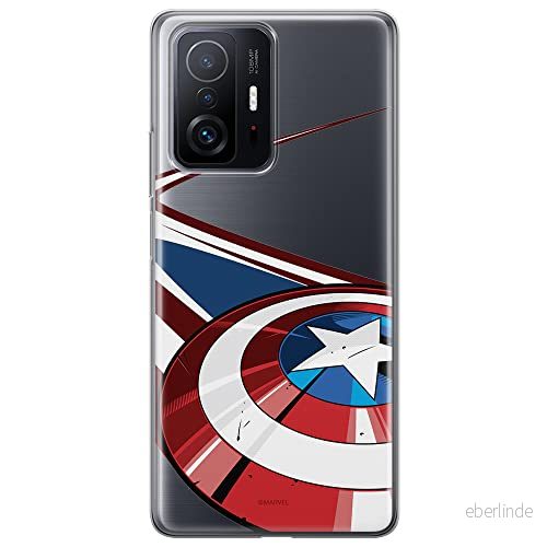 ERT GROUP mobiltelefonfodral för Xiaomi 11T 5G / PRO originalt och officiellt licensierat Marvel mönster Captain America 008 anpassad till formen på mobiltelefonen, gedeeltelijk transparant 5904805554407