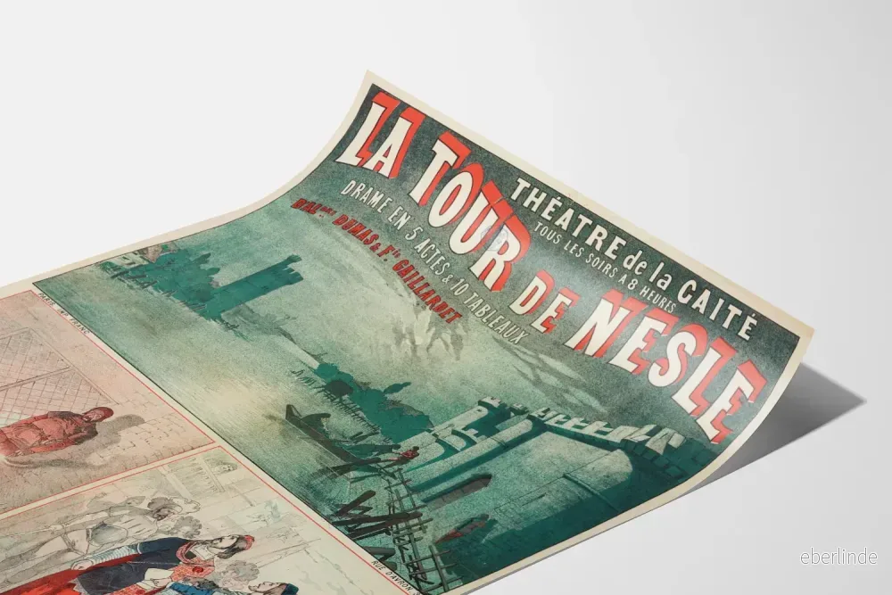 Gammal poster av La Tour de Nesle, Teatern vid Glädjens Theater - Bild 3