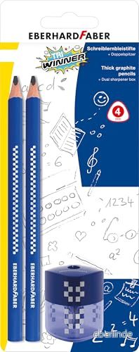 Eberhard Faber 510096 TRI Winner skrivpennor, set med 2 pennor och dubbelspetslådor låsbar spånbehållare, perfekt för skola, fritid kontor, olika 4087205100960