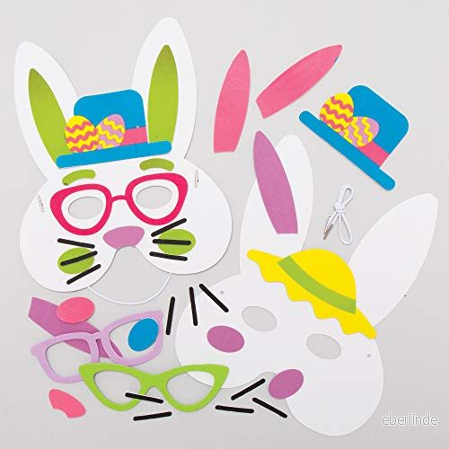 Baker Ross Påskhare masker, 4 pack, påskhantverk för barn, AX769 5051174114067