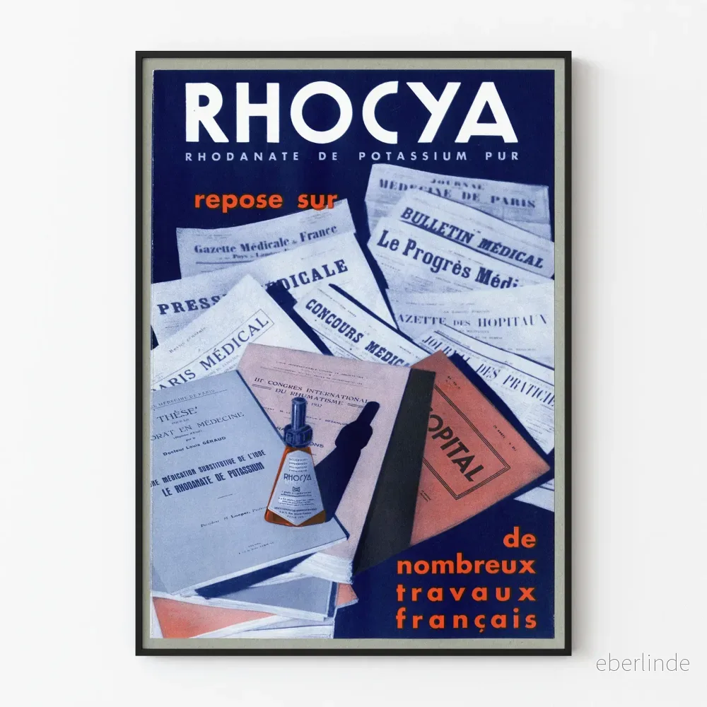 Vintage reklamposter Rhocya - medicinsk väggdekoration