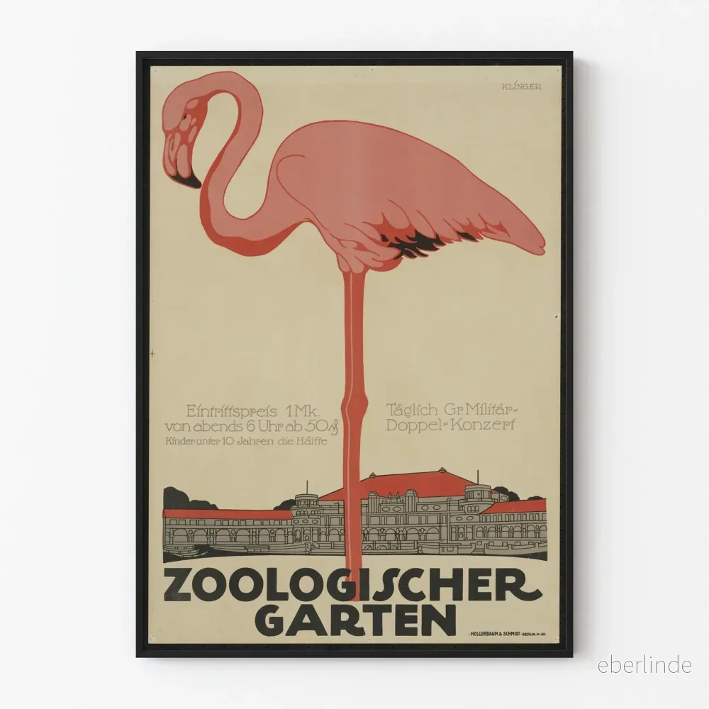 Vintage affisch för väggdekoration Zoo Flamingo Rosa