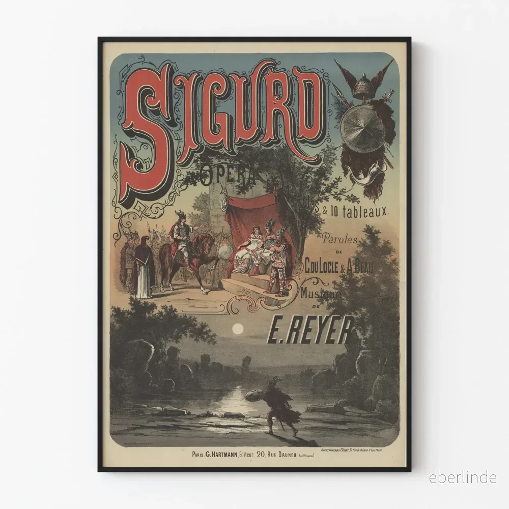Vintage dekorativ poster Sigurd Opera i 4 akter