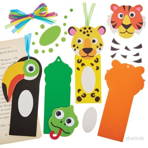 Baker Ross FX558 Rainforest Animals Bookmark Kits 8 st, pysselkit i skum för barn 5063067004676