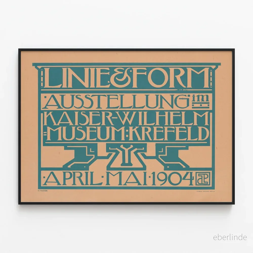 Art Nouveau-affisch Linie & Form – Kaiser Wilhelm Museum-utställning 1904 Art Nouveau-affisch Linie & Form – Kaiser Wilhelm Museum-utställning 1904