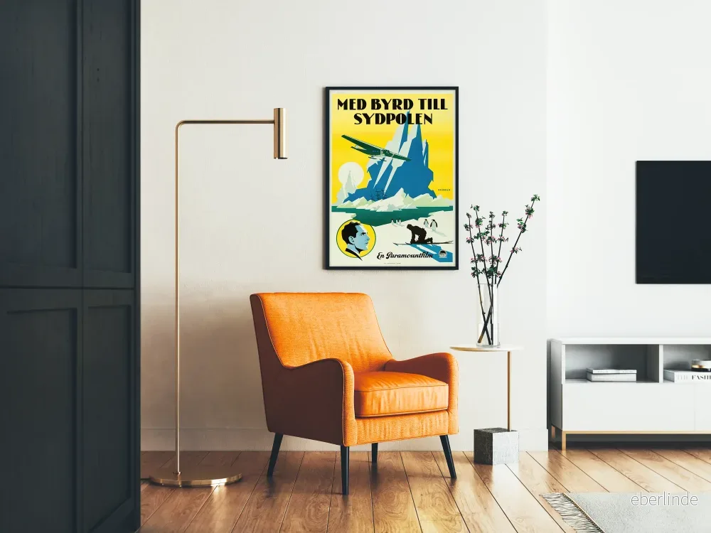 Vintageposter 'Med Byrd vid Sydpolen' - Skandinavisk väggdekoration - Bild 2
