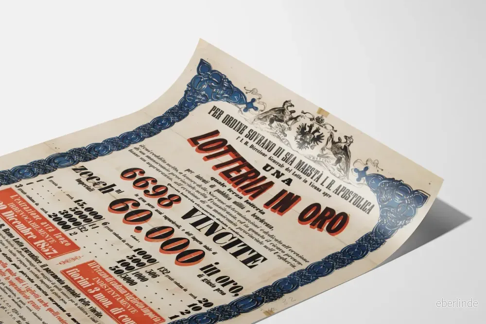Vintageposter för Gyllene lotteri 1837 för väggdekoration - Bild 3