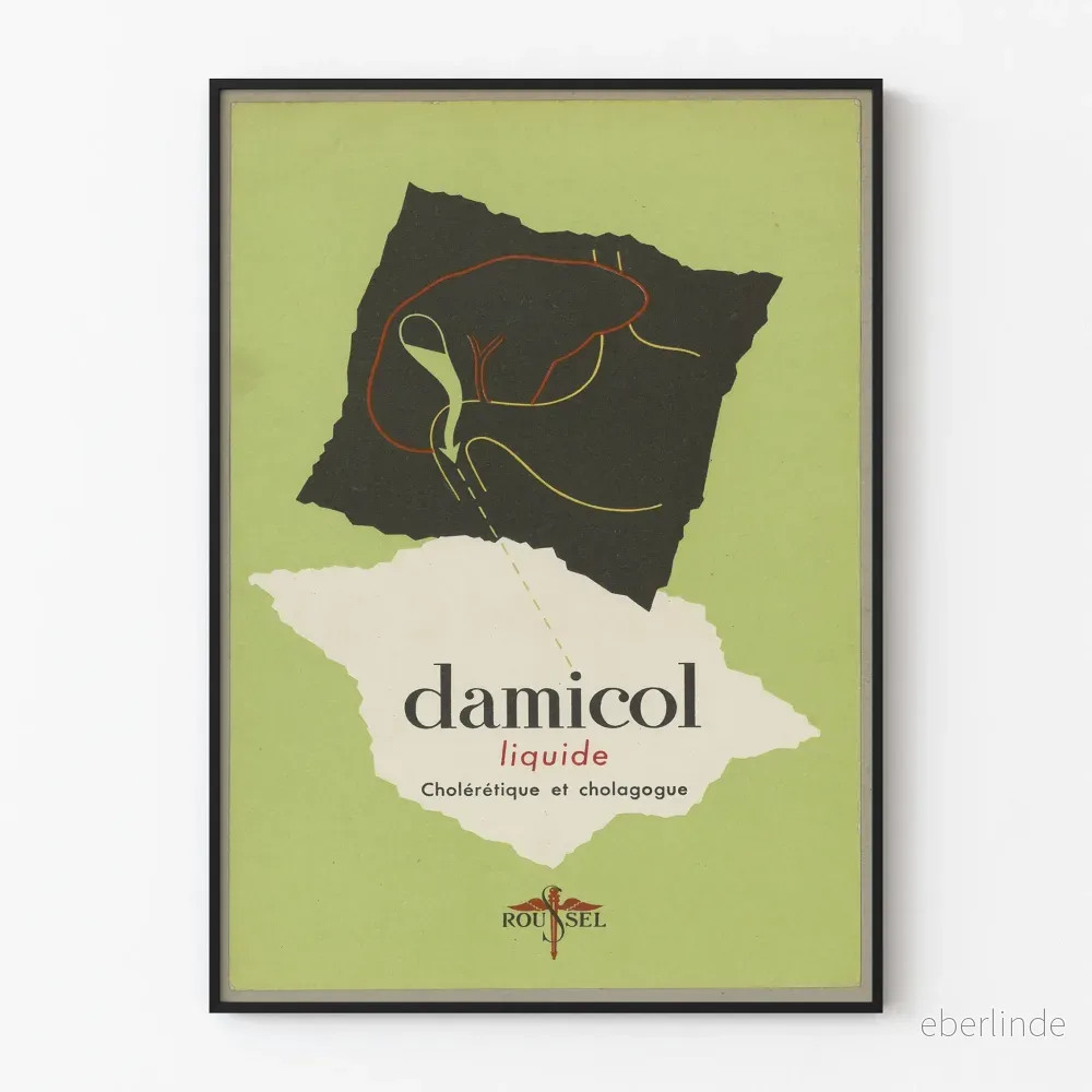Vintage reklamposter Damicol - Retro medicinsk väggdekoration