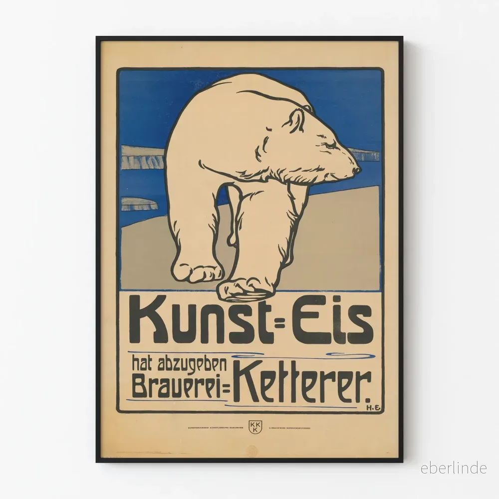 Vintageposter med isbjörn Kunst-Eis för väggdekoration