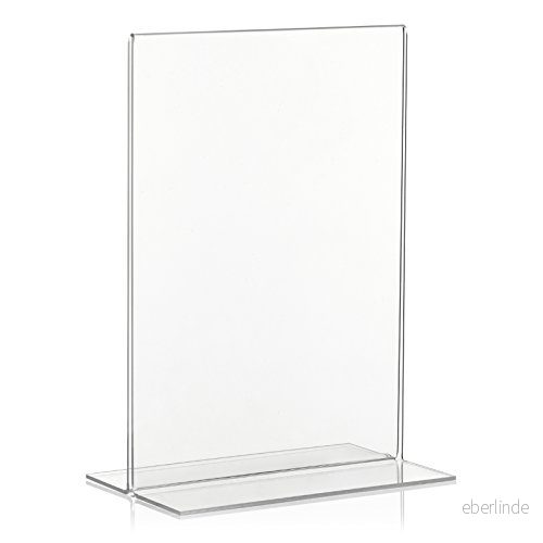 5 stycken VITAdiDisplays DIN A5 bordsstativ, reklamstativ som T stativ, stativ av original PLEXIGLAS 4250169901052
