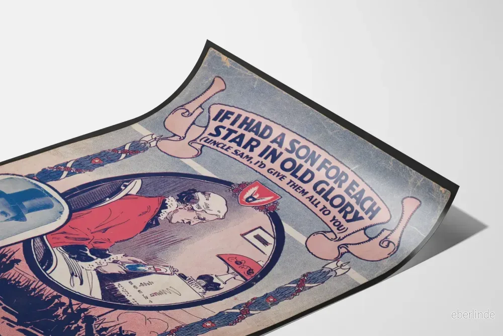 Vintage patriotisk poster Uncle Sam och Old Glory - Bild 3