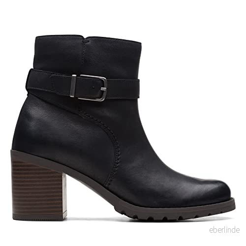 Clarks Clarkwell Hall modestövlar för kvinnor, Svart läder, 41 EU, EU 5059680612299