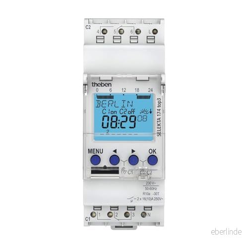 Theben 1740130 SELEKTA 174 top3 Astro timer med veckoschema 2 kanaler 56 minnesplatser 4003468170137