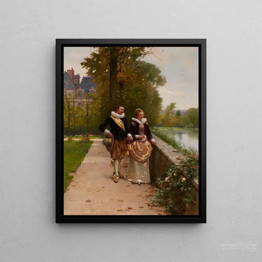 Målning av eleganta personer som promenerar i parken – Adrien Moreau | Konsttryck Målning av eleganta personer som promenerar i parken – Adrien Moreau | Konsttryck