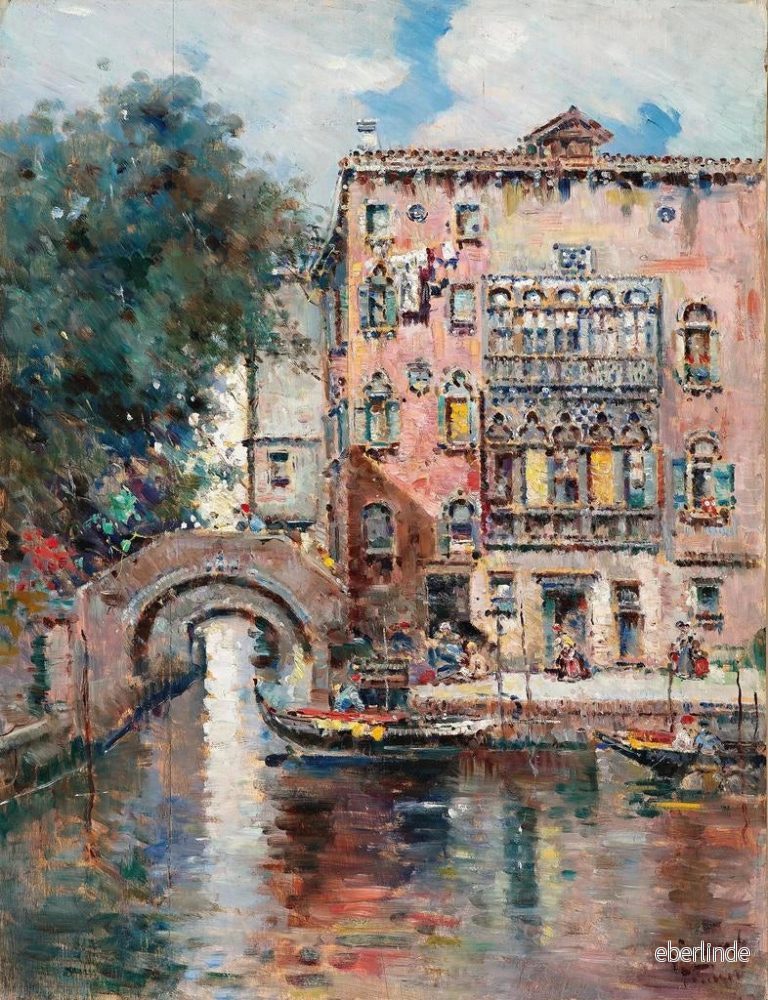 Målning Gondoler i Venedig - Antonio María de Reyna Manescau | Konsttryck - Bild 2