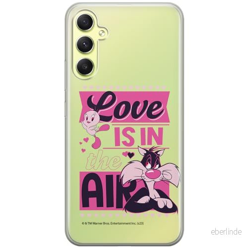ERT GROUP mobiltelefonfodral för Samsung A34 5G originalt och officiellt licensierat Looney Tunes mönster Sylvester & Tweety 007 anpassad till formen på mobiltelefonen, gedeeltelijk transparant 5905795124083