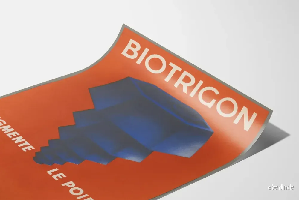 Vintageposter Biotrigon - Geometrisk blå illustration på orange bakgrund - Bild 3