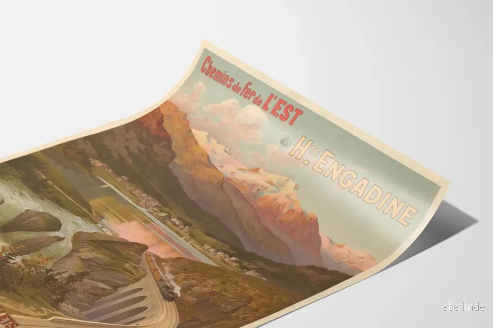 Vintageposter av Östliga järnvägarna Hte Engadine - Samaden och St Moritz - Bild 3