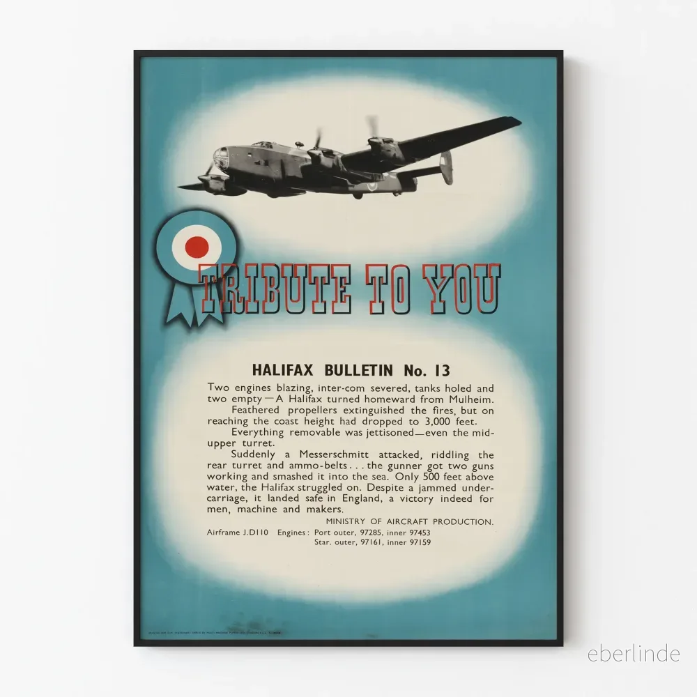 Vintage militärposter Halifax Bulletin nr 13