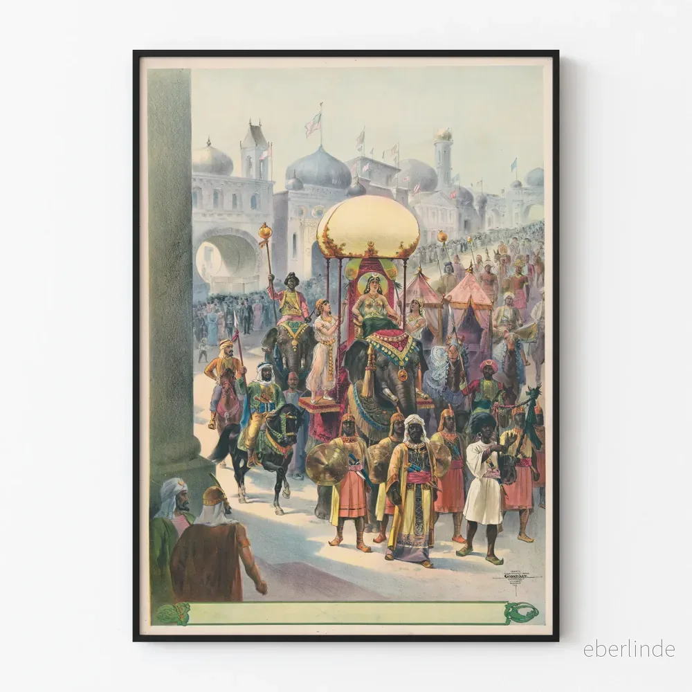 Dekorativ poster av indisk parad med drottning på elefant Dekorativ poster av indisk parad med drottning på elefant